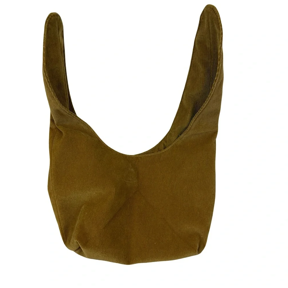 Merit Brown Corduroy Knot Shoulder Bag Soft Slouchy Minimalist Makeup Bag